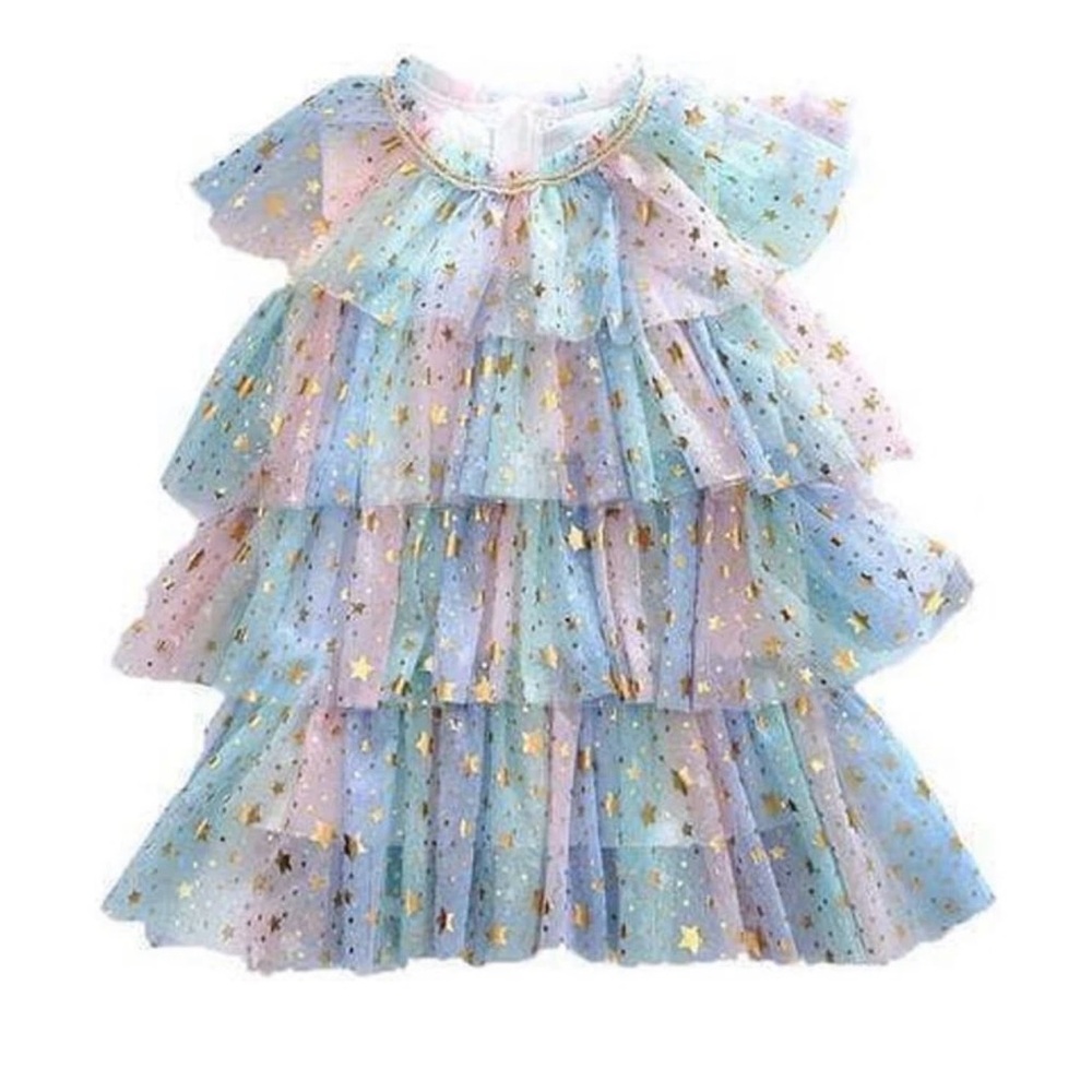 Birthday tulle dress with iridescent glitter -4t